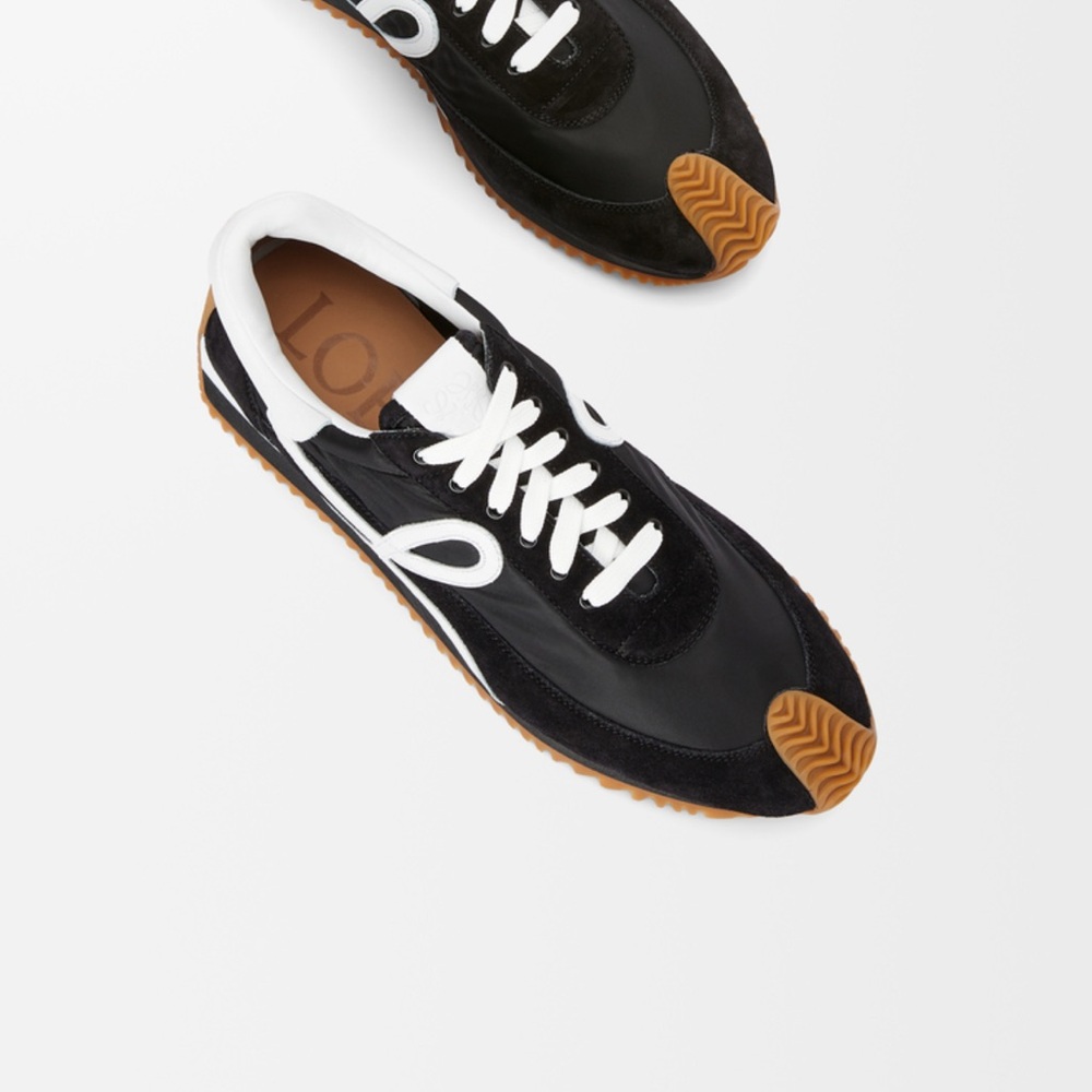 Loewe Black and White Women's Sneakers with Tan Sole
